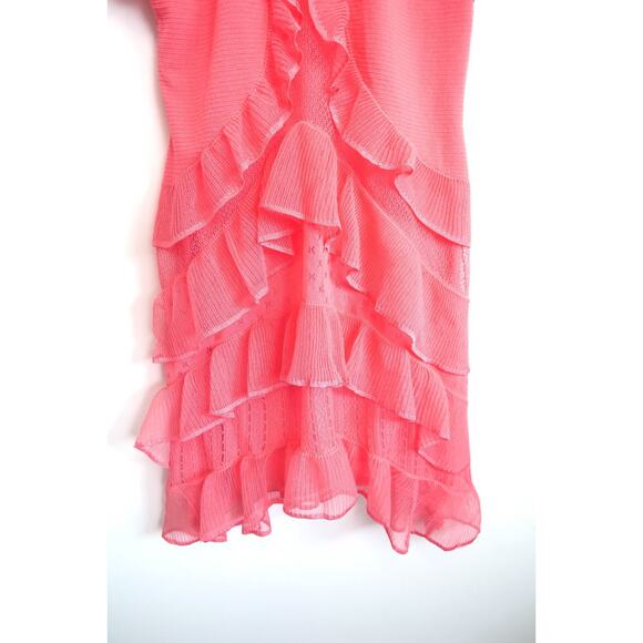 ALEXANDER MCQUEEN Silk Pointelle Knit Lace Flounce Ruffle Dress Italy L $2990 - Picture 11 of 16